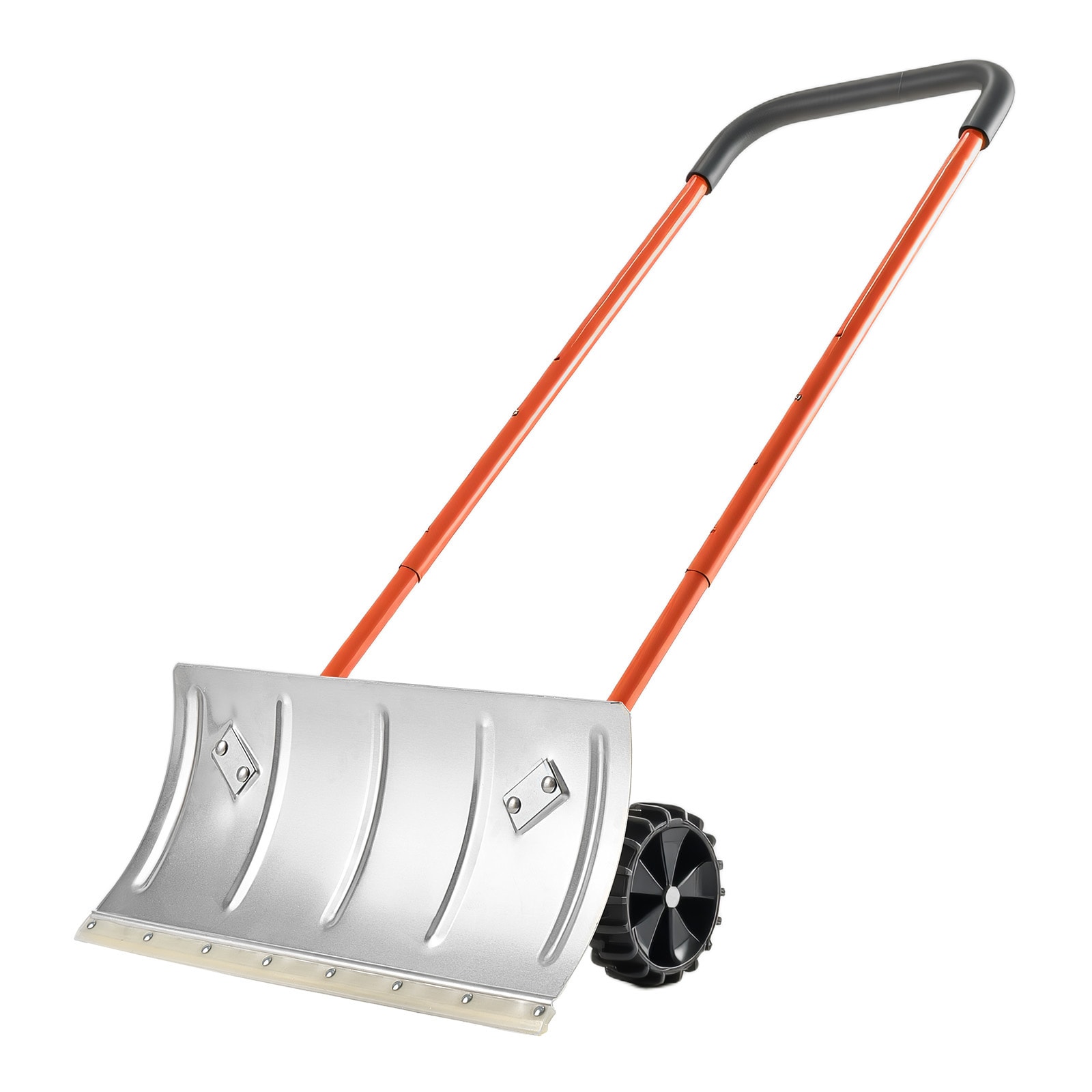 Winter Snow Pusher Shovel With Wheels 24 In Durable Metal Snow Plow For Driveway_voghion.com